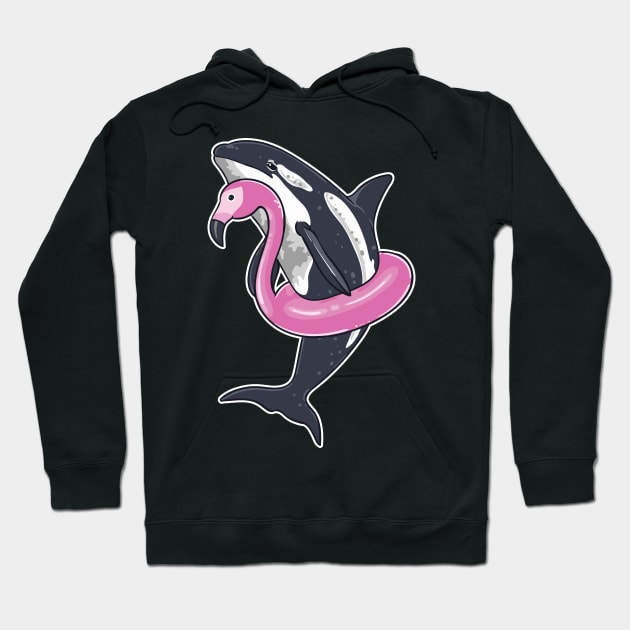 Beach Summer Pool Party Men Women Kids Funny Orca Flamingo Hoodie by KsuAnn